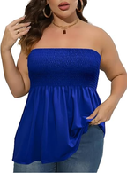 ⚡Vente éclair 👍Top tube froncé à volants grande taille, style bohème chic, top bustier femme, vêtements femme, top noir décontracté sans manches 
