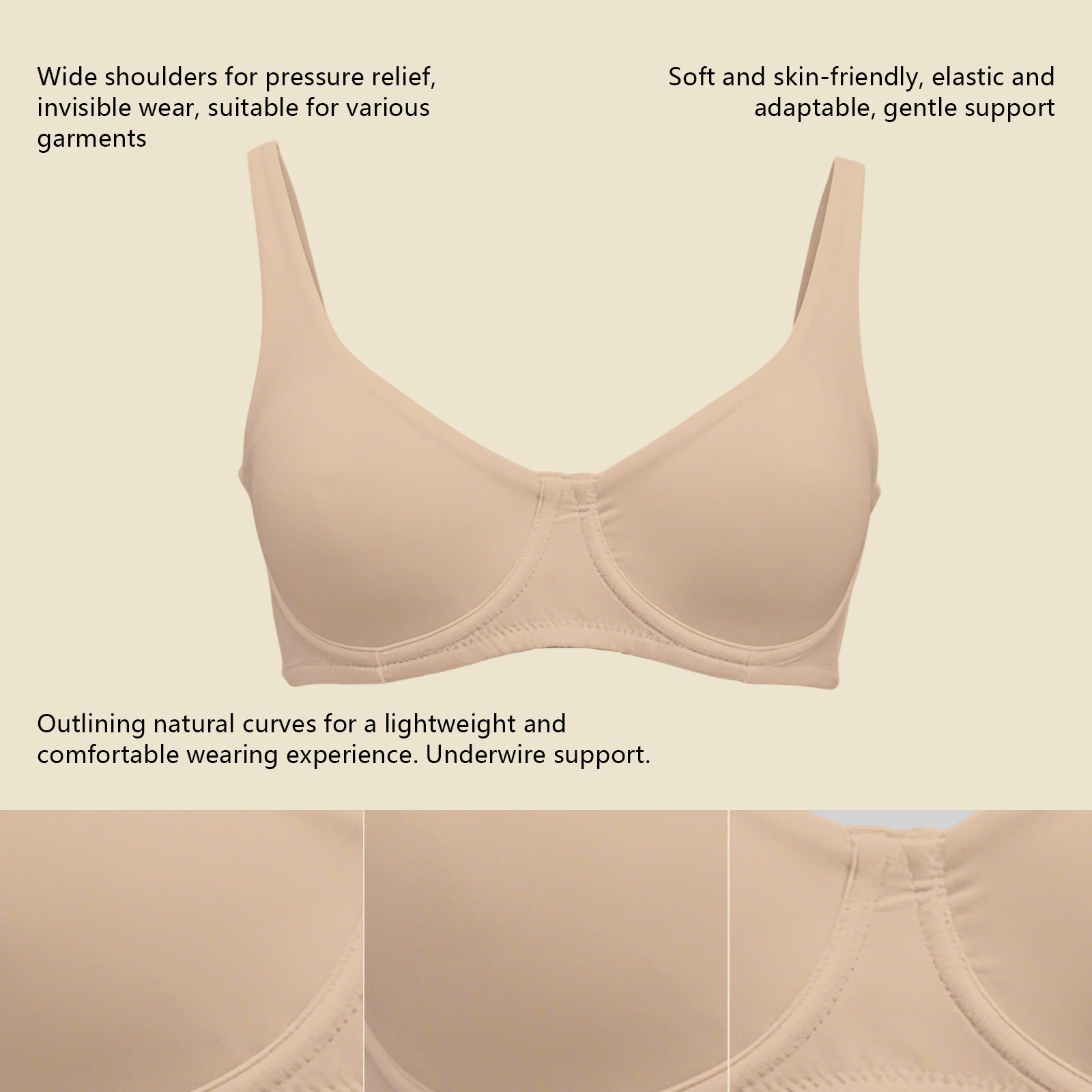 🔥 Meilleure vente | Soutien-gorge balconnet à armatures pour femme, sans doublure ni rembourrage, offrant un bon maintien 