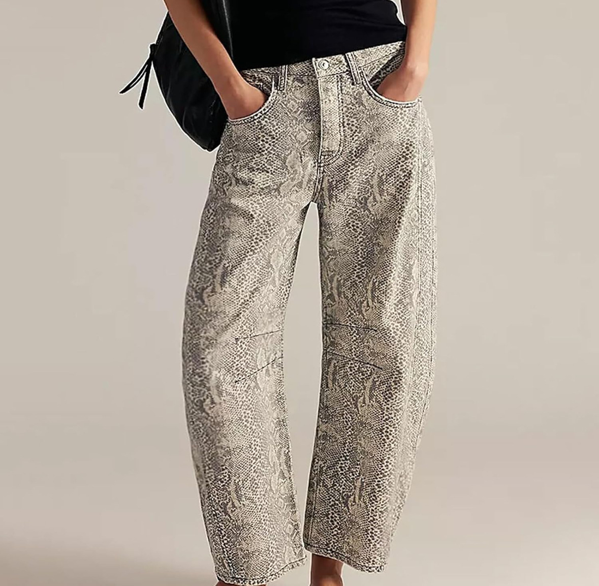 ⚡Vente Flash : Jean Large Imprimé Floral Boho pour Femme CHOUYATOU – Rose Doux, Coupe Ample Y2K, Jean Taille Moyenne