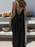 🔥 Meilleure vente | Robe d'intérieur unie à bretelles fines pour femme, robe longue élégante sans manches pour l'été, vêtement de nuit pour femme