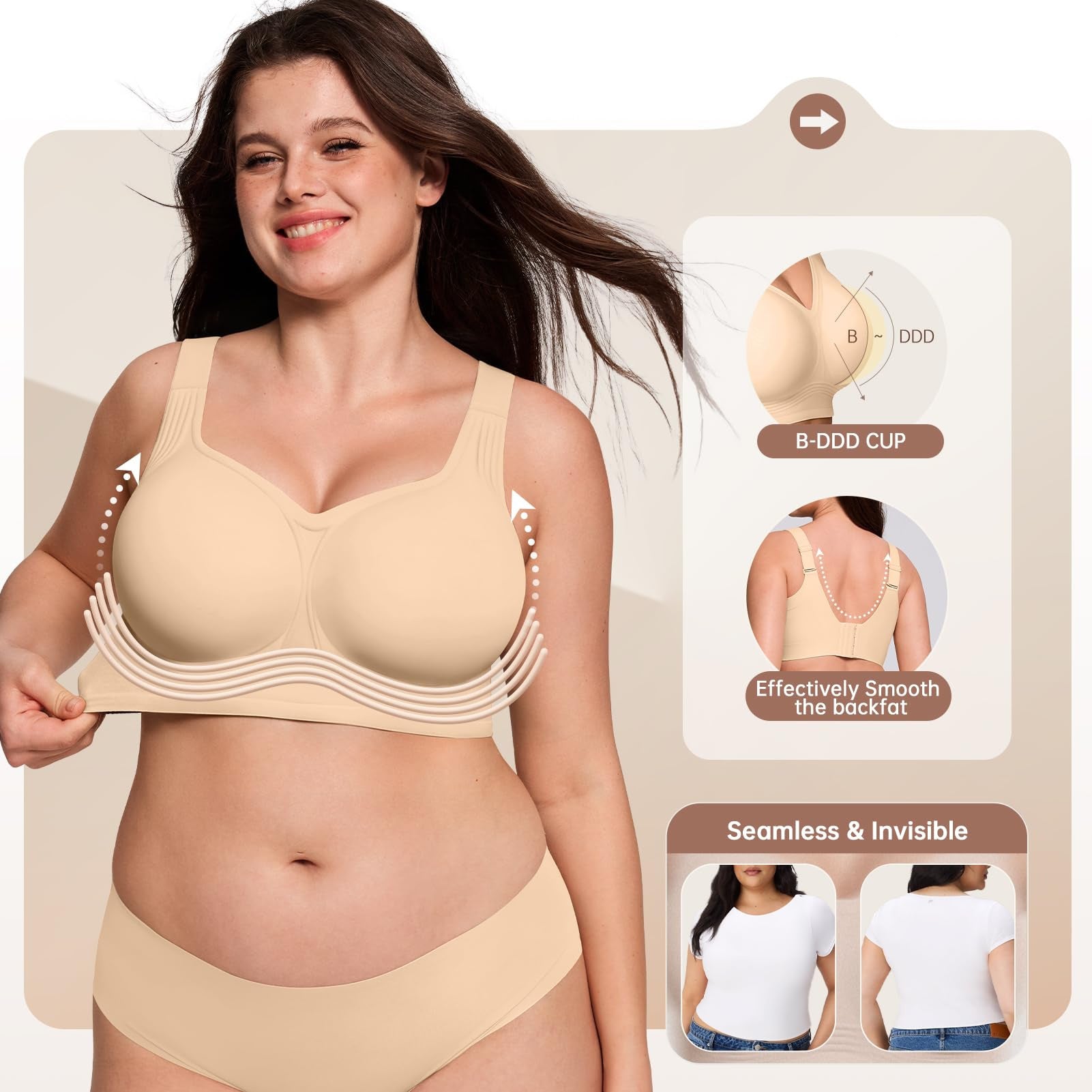 🔥 Meilleure vente | Soutiens-gorge en gelée pour femmes, sans armatures, couvrance totale, confortables et rembourrés, parfaits pour tous les jours. 