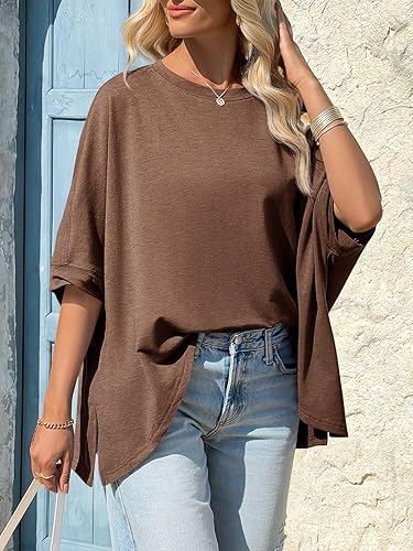 🔥 Meilleure vente | Hauts femme 2026 - T-shirt basique ample et oversize - Tissu doux et confortable - Coupe flatteuse - Vêtements femme