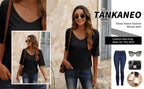🔥 Meilleure vente | T-shirt femme à col V doux, manches courtes, léger, uni, coupe ample, minimaliste, décontracté, confortable, simple