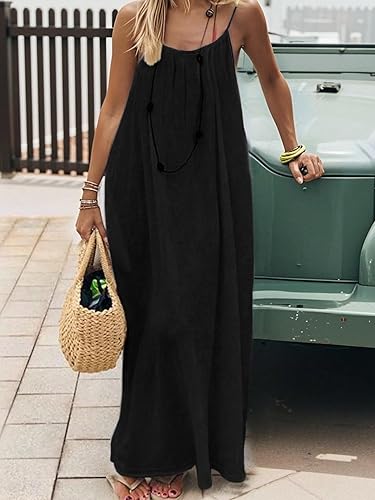 🔥 Meilleure vente | Robe d'intérieur unie à bretelles fines pour femme, robe longue élégante sans manches pour l'été, vêtement de nuit pour femme