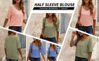 🔥 Meilleure vente | T-shirt femme à col V doux, manches courtes, léger, uni, coupe ample, minimaliste, décontracté, confortable, simple