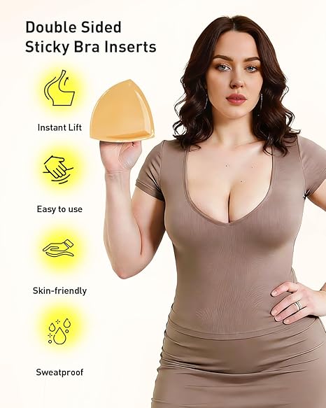 🔥 Meilleure vente | Invisible Lift - Coussinets adhésifs brevetés pour soutien-gorge tendance. Empêchent les tétons de glisser. Sans couture. Hauts décolletés. Vêtements pour femmes