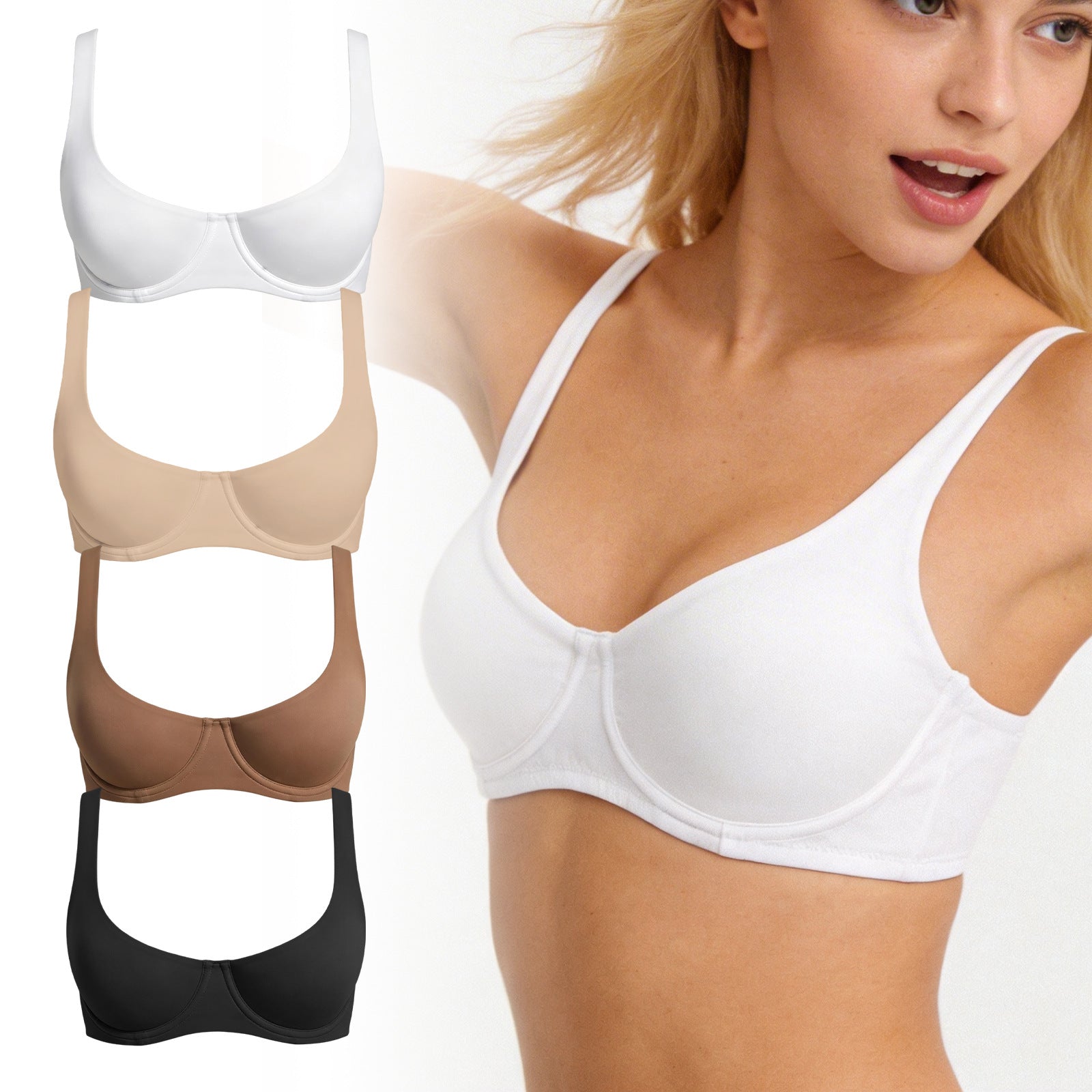 🔥 Meilleure vente | Soutien-gorge balconnet à armatures pour femme, sans doublure ni rembourrage, offrant un bon maintien 