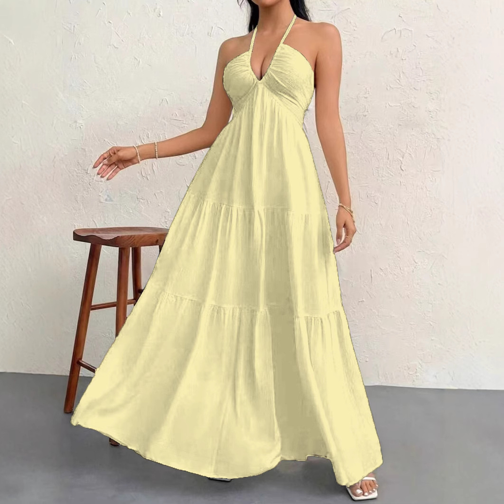 ⚡Vente éclair 👍Robe unie pour femme, vêtements d'été, robe basique décontractée sans manches, coupe ample, idéale pour les vacances à la plage 