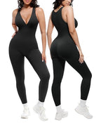 🔥 Meilleure vente | Combinaison gainante décolletée en V avec soutien-gorge intégré, respirante et taille haute, effet ventre plat