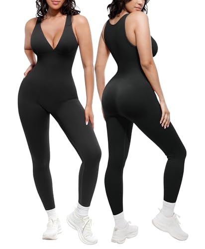 🔥 Meilleure vente | Combinaison gainante décolletée en V avec soutien-gorge intégré, respirante et taille haute, effet ventre plat