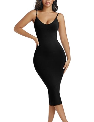 🔥 Meilleure vente | Robe longue gainante sans coutures à fines bretelles et col en V