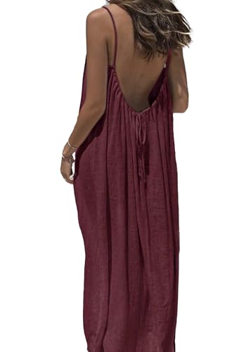 🔥 Meilleure vente | Robe d'intérieur unie à bretelles fines pour femme, robe longue élégante sans manches pour l'été, vêtement de nuit pour femme