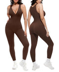 🔥 Meilleure vente | Combinaison gainante décolletée en V avec soutien-gorge intégré, respirante et taille haute, effet ventre plat