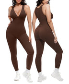 🔥 Meilleure vente | Combinaison gainante décolletée en V avec soutien-gorge intégré, respirante et taille haute, effet ventre plat