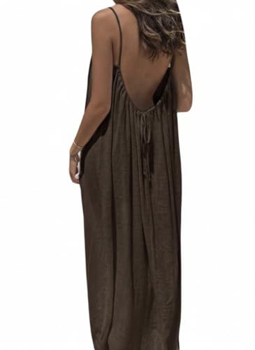 🔥 Meilleure vente | Robe d'intérieur unie à bretelles fines pour femme, robe longue élégante sans manches pour l'été, vêtement de nuit pour femme