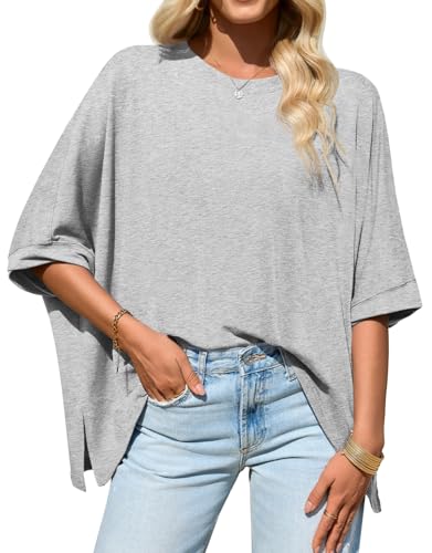 🔥 Meilleure vente | Hauts femme 2026 - T-shirt basique ample et oversize - Tissu doux et confortable - Coupe flatteuse - Vêtements femme