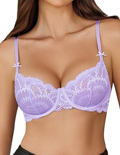 🔥 Meilleure vente | Soutien-gorge push-up en dentelle sexy grande taille pour femme, balconnet transparent, armatures
