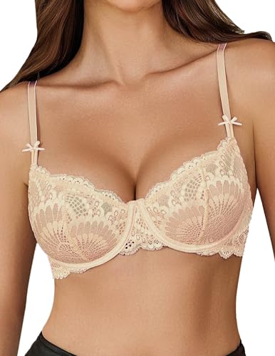 🔥 Meilleure vente | Soutien-gorge push-up en dentelle sexy grande taille pour femme, balconnet transparent, armatures